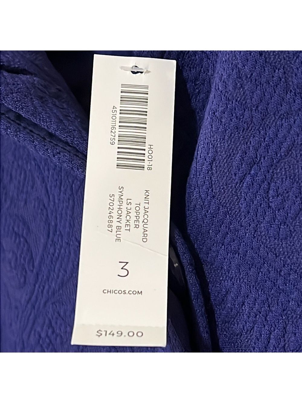 Chico's Deep Royal Blue Swing Coat. Size 3(16). Fully lined. NWT - Picture 2 of 13